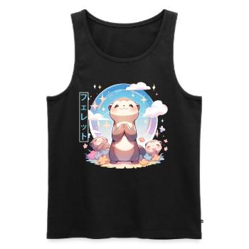 Kawaii Ferret Aesthetic Japanese Anime Cute - Männer Premium Bio Tank Top - Schwarz - Vorne - AI Model Male 178 light (178cm)