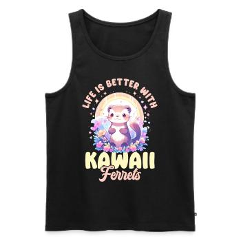 Life Is Better With Kawaii Ferrets Anime Ferret Pa - Männer Premium Bio Tank Top - Schwarz - Vorne - AI Model Male 178 light (178cm)
