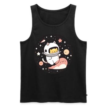 Kawaii Astronaut Cat Celestial Planets Outer Space - Männer Premium Bio Tank Top - Schwarz - Vorne - Michal (187cm)