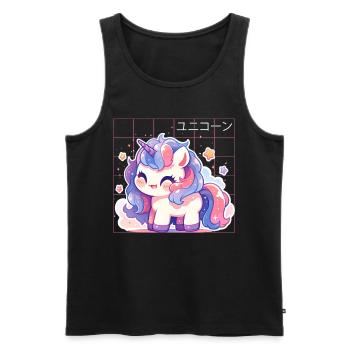 Kawaii Unicorn Chibi Japanese Aesthetic Harajuku - Männer Premium Bio Tank Top - Schwarz - Vorne - AI Model Male 178 light (178cm)