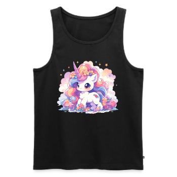 Anime Unicorn Cute Chibi Kawaii Pastel Fantasy - Männer Premium Bio Tank Top - Schwarz - Vorne - Michal (187cm)