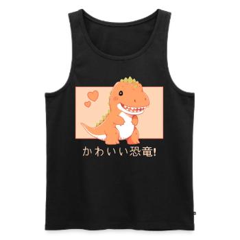 Kawaii Dinosaur Japanese Kanji Cute Dino Anime Aes - Männer Premium Bio Tank Top - Schwarz - Vorne - Michal (187cm)
