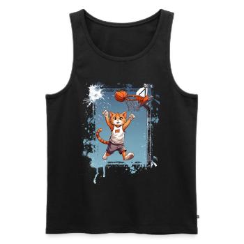 Cat Basketball Basketball Player - Men's Premium Organic Tank Top - black - Front - Michal (187cm)