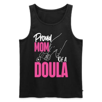 Doula Travailleuse à la naissance Maman Fière Maman - Débardeur bio Premium Homme - noir - Devant - Michal (187cm)