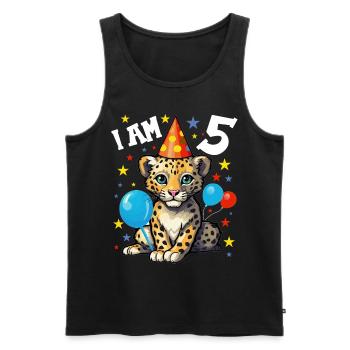 Ich bin 5 Jahre alt Leoparde Leopard 5. Geburtstag - Männer Premium Bio Tank Top - Schwarz - Vorne - Michal (187cm)