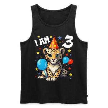 Ich bin 3 Jahre alt Leoparde Leopard 3. Geburtstag - Männer Premium Bio Tank Top - Schwarz - Vorne - Michal (187cm)