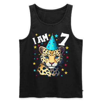 Ich bin 7 Jahre alt Leoparde Leopard 7. Geburtstag - Männer Premium Bio Tank Top - Schwarz - Vorne - Michal (187cm)