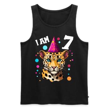 Ich bin 7 Jahre alt Leoparde Leopard 7. Geburtstag - Männer Premium Bio Tank Top - Schwarz - Vorne - Michal (187cm)