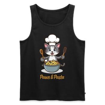 Paws and Ramen Funny Cats Animal Sayings - Men's Premium Organic Tank Top - black - Front - Michal (187cm)