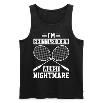 Lustiger Badmintonspieler - Männer Premium Bio Tank Top - Schwarz - Vorne - Michal (187cm)