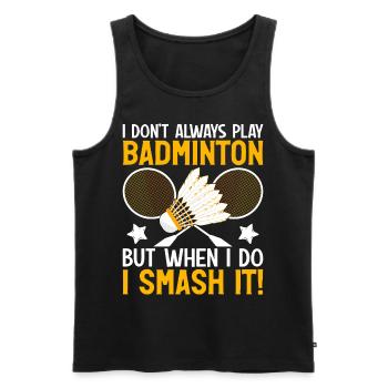 Drôle de joueur de badminton - Débardeur bio Premium Homme - noir - Devant - Michal (187cm)