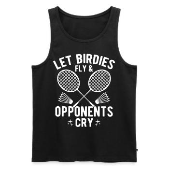 Drôle de joueur de badminton - Débardeur bio Premium Homme - noir - Devant - Michal (187cm)