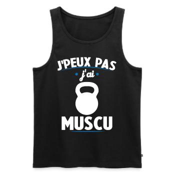 je peux pas j ai muscu - Débardeur bio Premium Homme - noir - Devant - AI Model Male 178 light (178cm)