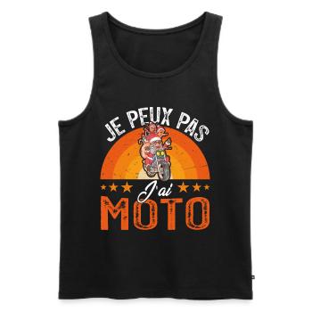 Je peux pas j ai moto - Débardeur bio Premium Homme - noir - Devant - AI Model Male 178 light (178cm)