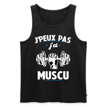 je peux pas j ai muscu - Débardeur bio Premium Homme - noir - Devant - AI Model Male 178 light (178cm)