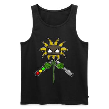 Gegen Grüne Politik Sonnenblume - Männer Premium Bio Tank Top - Schwarz - Vorne - AI Model Male 178 light (178cm)