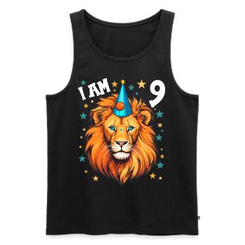 J’ai 9 ans Lion Lion 9e anniversaire - Débardeur bio Premium Homme - noir - Devant - Michal (187cm)
