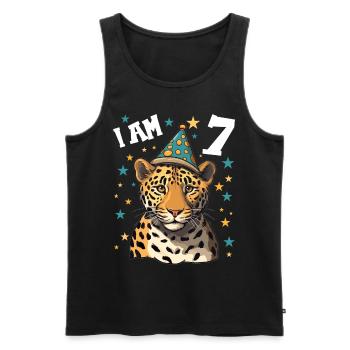 Ich bin 7 Jahre alt Leoparde Leopard 7. Geburtstag - Men's Premium Organic Tank Top - black - Front - AI Model Male 178 light (178cm)