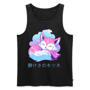 Kawaii Fox Sleeping Pastel Japanese Kanji Vaporwav - Männer Premium Bio Tank Top - Schwarz - Vorne - Michal (187cm)