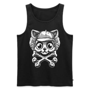 Kätzchen-Abenteuer: Piraten-Style & Knochen-Shirt - Männer Premium Bio Tank Top - Schwarz - Vorne - AI Model Male 178 light (178cm)