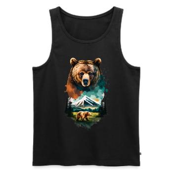 Bear, Mountains, Camping, Camping, Mountain Hiking, Nature, Hiking - Men's Premium Organic Tank Top - black - Front - AI Model Male 178 light (178cm)