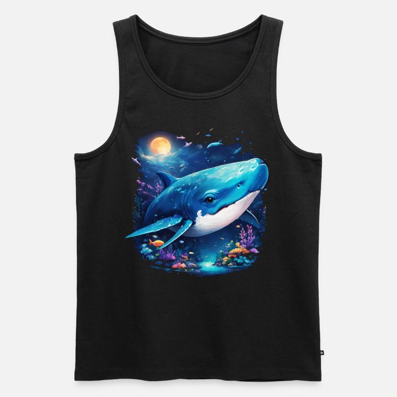 Blauwal - Männer Premium Bio Tank Top - Schwarz