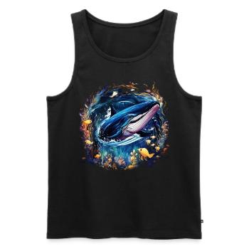 Blue Whale - Men's Premium Organic Tank Top - black - Front - Michal (187cm)