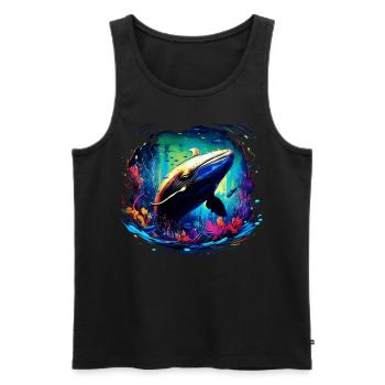 Blue Whale - Men's Premium Organic Tank Top - black - Front - Michal (187cm)