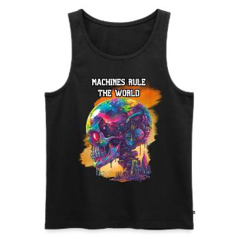 Machines rule the world. Scifi, Future, High-Tech - Men's Premium Organic Tank Top - black - Front - AI Model Male 178 light (178cm)