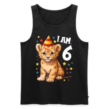 J’ai 6 ans Lion Lion 6e anniversaire - Débardeur bio Premium Homme - noir - Devant - Michal (187cm)