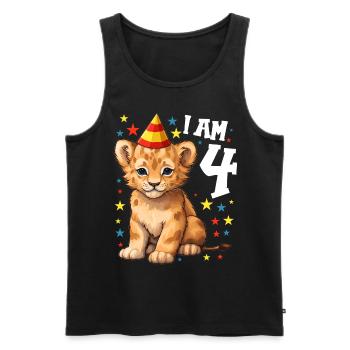 I'm 4 Years Old Lion Leo 4th Birthday - Men's Premium Organic Tank Top - black - Front - Michal (187cm)