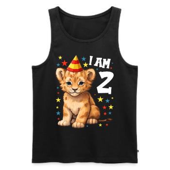 I'm 2 Years Old Lion Leo 2nd Birthday - Men's Premium Organic Tank Top - black - Front - Michal (187cm)