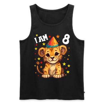 J’ai 8 ans Lion Leo 8e anniversaire - Débardeur bio Premium Homme - noir - Devant - Michal (187cm)