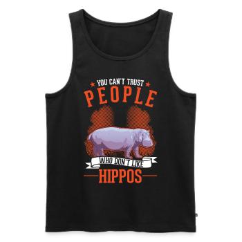 Amoureux de l’hippopotame Hippopotame Hippopotame - Débardeur bio Premium Homme - noir - Devant - AI Model Male 178 light (178cm)