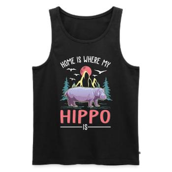 La maison est là où se trouve mon hippopotame, hippopotame - Débardeur bio Premium Homme - noir - Devant - AI Model Male 178 light (178cm)