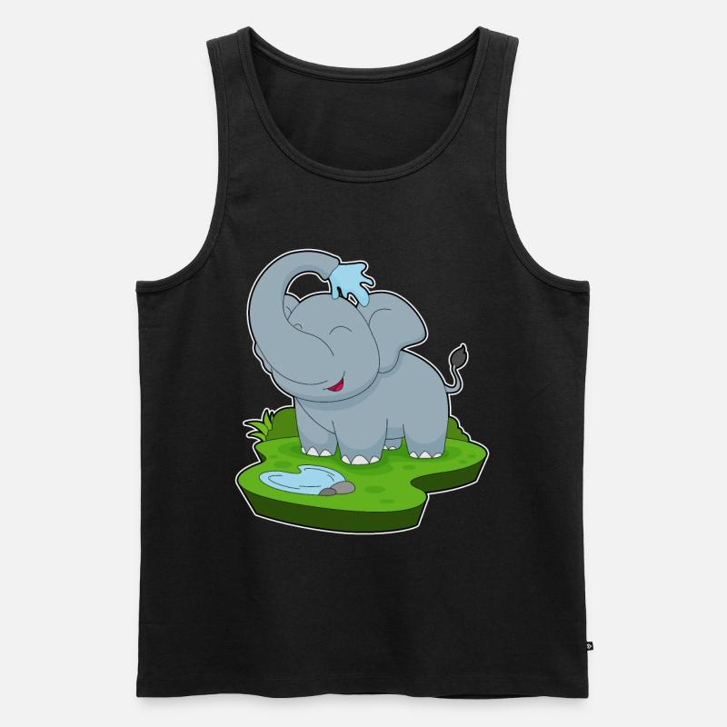 Elephant Bathing Water - Men's Premium Organic Tank Top - black