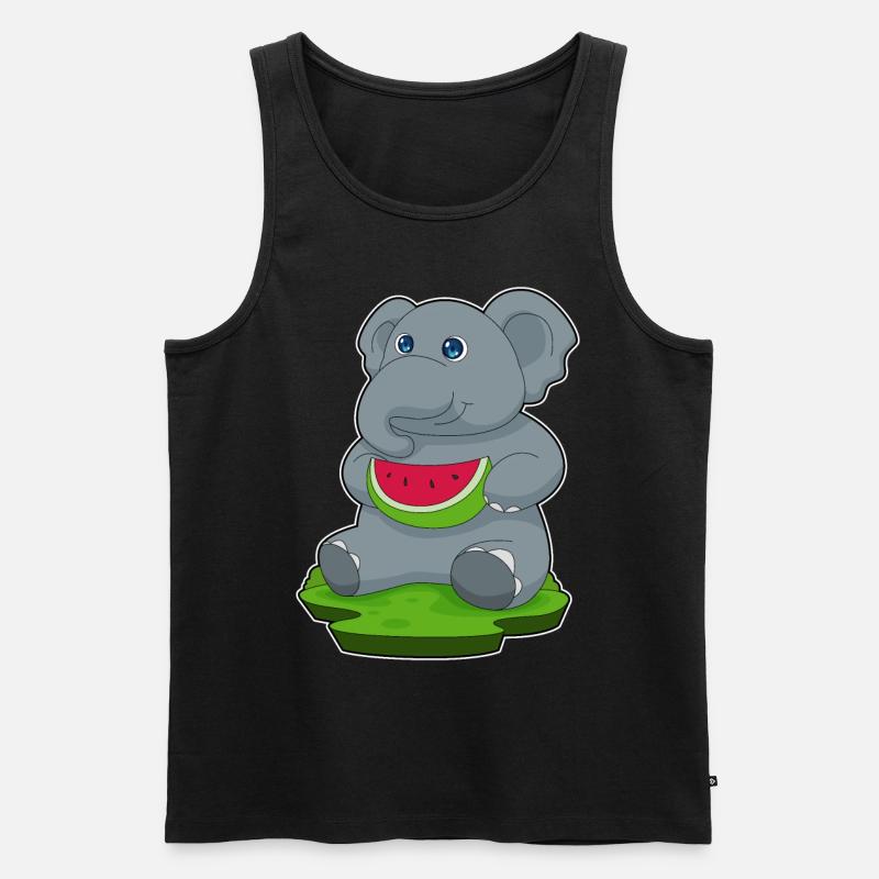 Éléphant Pastèque Fruit - Débardeur bio Premium Homme - noir