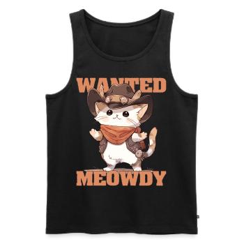 Wanted Meowdy Funny Cute Cat In Cowboy Costume Hal - Männer Premium Bio Tank Top - Schwarz - Vorne - AI Model Male 178 light (178cm)