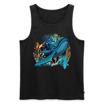 Blue Whale - Men's Premium Organic Tank Top - black - Front - Michal (187cm)