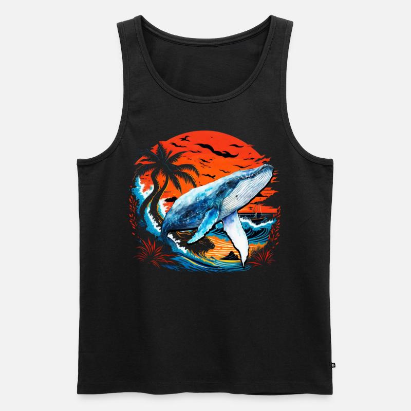 Blauwal - Männer Premium Bio Tank Top - Schwarz