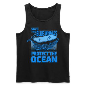 Sauvez les baleines bleues, protégez l’océan - Débardeur bio Premium Homme - noir - Devant - AI Model Male 178 light (178cm)