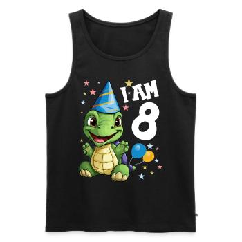 Je suis 8 Tortues Tortue 8e anniversaire - Débardeur bio Premium Homme - noir - Devant - Michal (187cm)