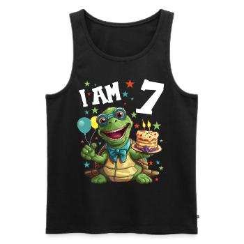 Ich bin 7 Schildkröten Schildkröte 7. Geburtstag - Männer Premium Bio Tank Top - Schwarz - Vorne - Michal (187cm)