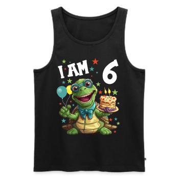 Je suis 6 tortues Tortue 6e anniversaire - Débardeur bio Premium Homme - noir - Devant - Michal (187cm)
