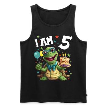 Je suis 5 Tortues Tortue 5e anniversaire - Débardeur bio Premium Homme - noir - Devant - Michal (187cm)