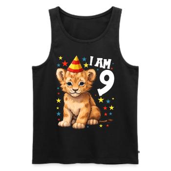 J’ai 9 ans Lion Lion 9e anniversaire - Débardeur bio Premium Homme - noir - Devant - Michal (187cm)