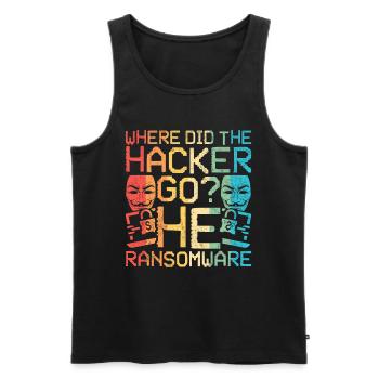 Where Did The Hacker Go? He Ransomware - Men's Premium Organic Tank Top - black - Front - Michal (187cm)
