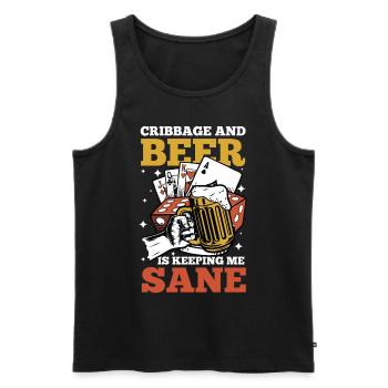 Cribbage And Beer Is Keeping Me Sane - Männer Premium Bio Tank Top - Schwarz - Vorne - AI Model Male 178 light (178cm)