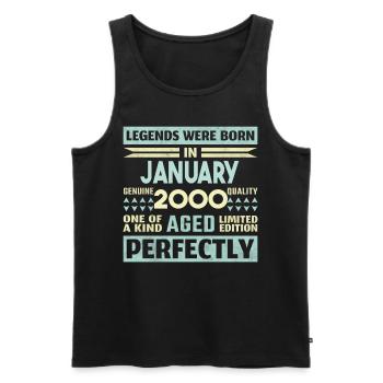 24e anniversaire janvier Vintage 2000 idée cadeau - Débardeur bio Premium Homme - noir - Devant - Michal (187cm)