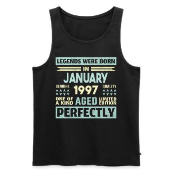 27ème anniversaire Janvier Vintage 1997 Idée cadeau - Débardeur bio Premium Homme - noir - Devant - Michal (187cm)